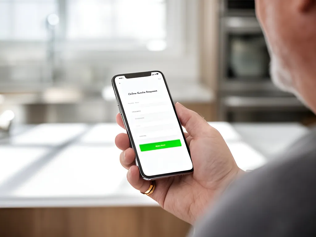 Homeowner filling out an online estimate request on a phone